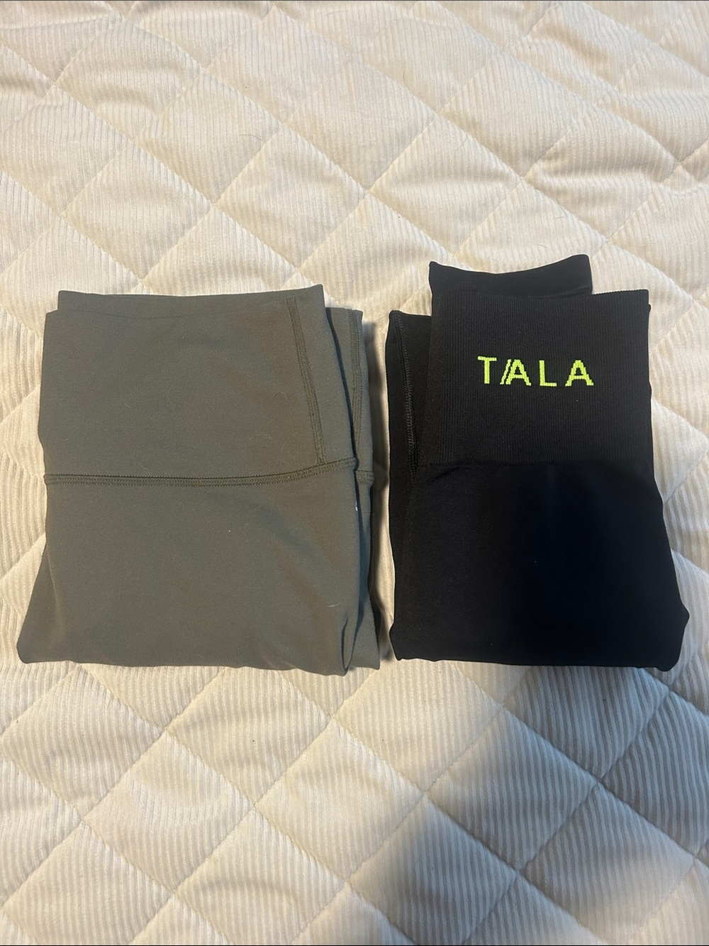 Fabletics Black and Olive Leggings Duo